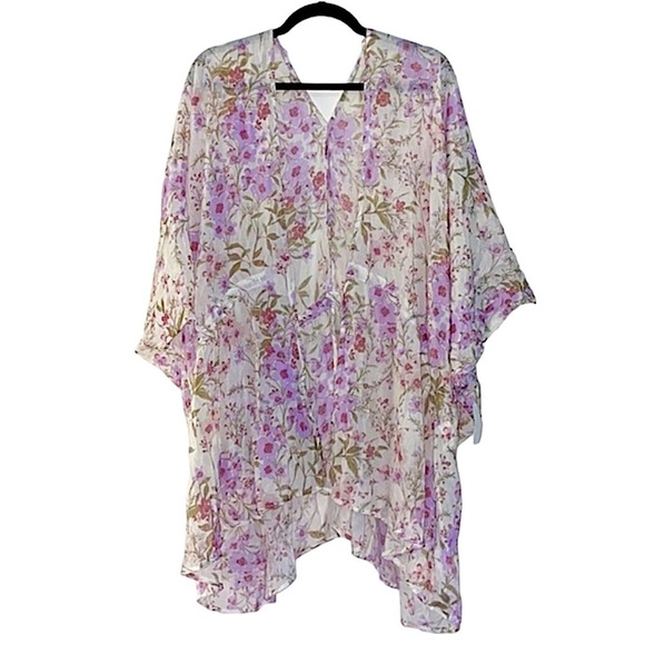 Charlotte Russe Floral Open Front Kimono Swim Coverup - Picture 1 of 11